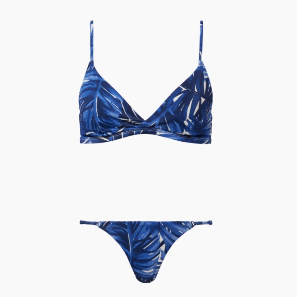 Onia Blue Leaf Print Bikini
